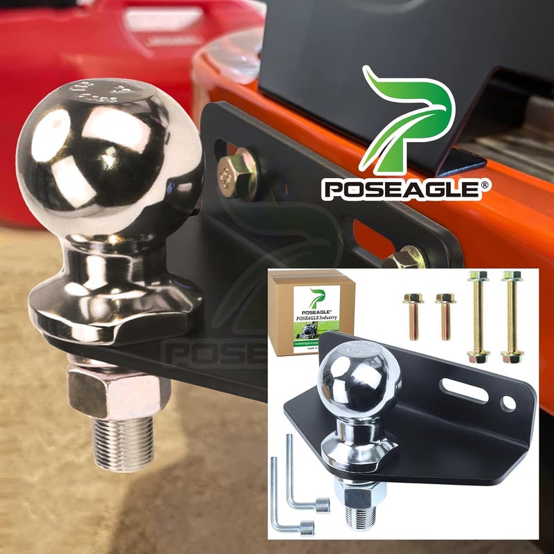 POSEAGLE Universal Heavy Duty Zero Turn Mower Trailer Hitch with Chrome Trailer Hitch Ball, 2,000 lbs, 1-7/8-Inch Diameter, 3/4 x 2-Inch Shank and L Socket Wrench - Image 2